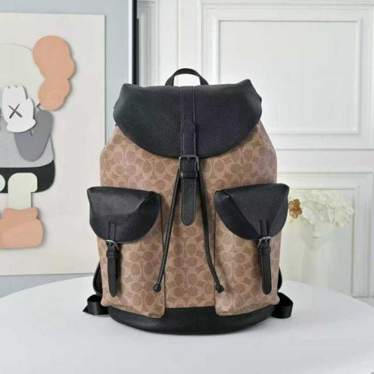 Coach_Warner_Backpack_Signature_Canvas_Coated_Canvas_Leather_With_Dust_Cover__Apricot_Black