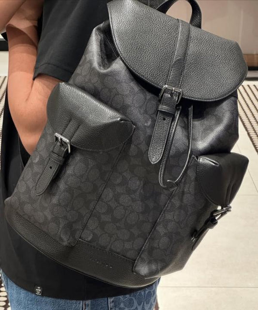 Coach_Warner_Backpack_Signature_Coated_Canvas_Leather_With_Dust_Cover__Black_Black