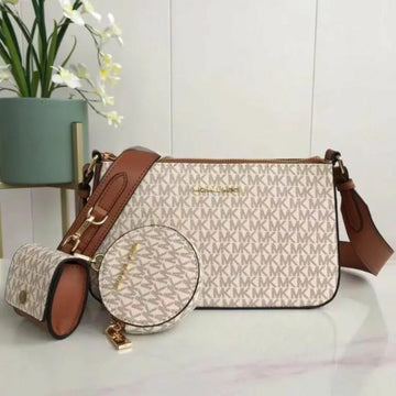 Michael_Kors_MK Jet Set Crossbody With Tech Accessories Coin Pouch & Ear Pod With Dust Bag (Beige-Brown-M7021)