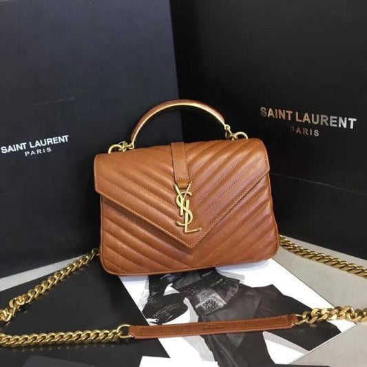 Ysl Collage BrownMedium Shoulder Bag With Original double Box & Dust Cover