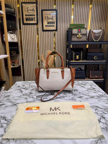 Michael_Kors Laila Satchel Bag With Dust Bag (Beige)