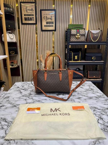 Michael Kors Laila Satchel Bag With Dust Bag (Brown)