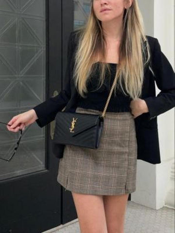 Ysl Envelope Bag black Gold With Double Box & Dust Cover