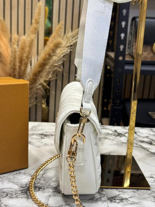 Louis Vuitton Wave Pochette Shoulder Bag With Box And Dust Bag (White)