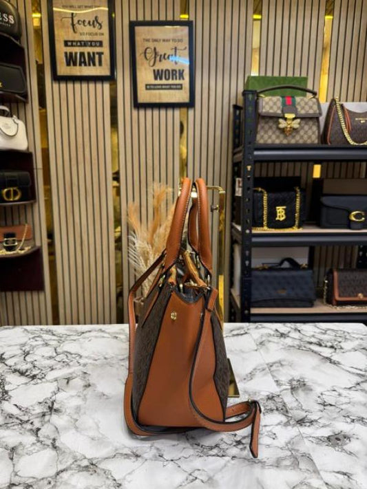 Michael Kors Laila Satchel Bag With Dust Bag (Brown)